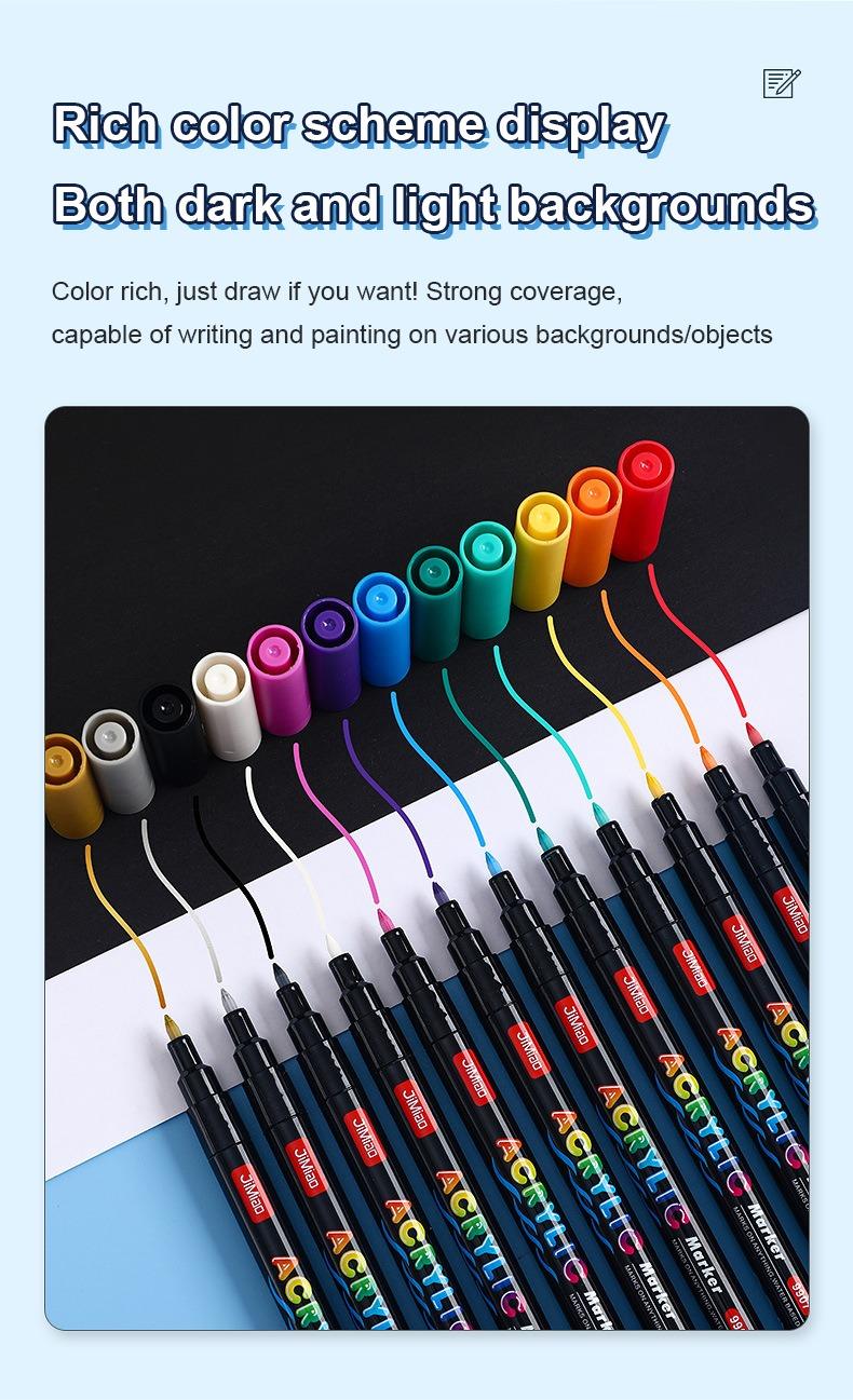 rich color scheme display both dark and light backgrounds-Acrylic Coloring Marker Pen