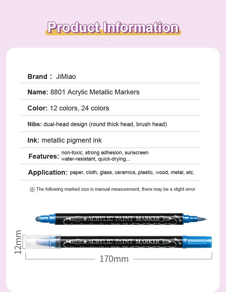 product information-Headed Acrylic Metal Coloring Marker Pen 