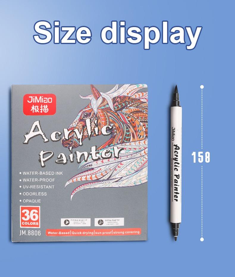 size display-Double-headed Acrylic Marker Soft Brush