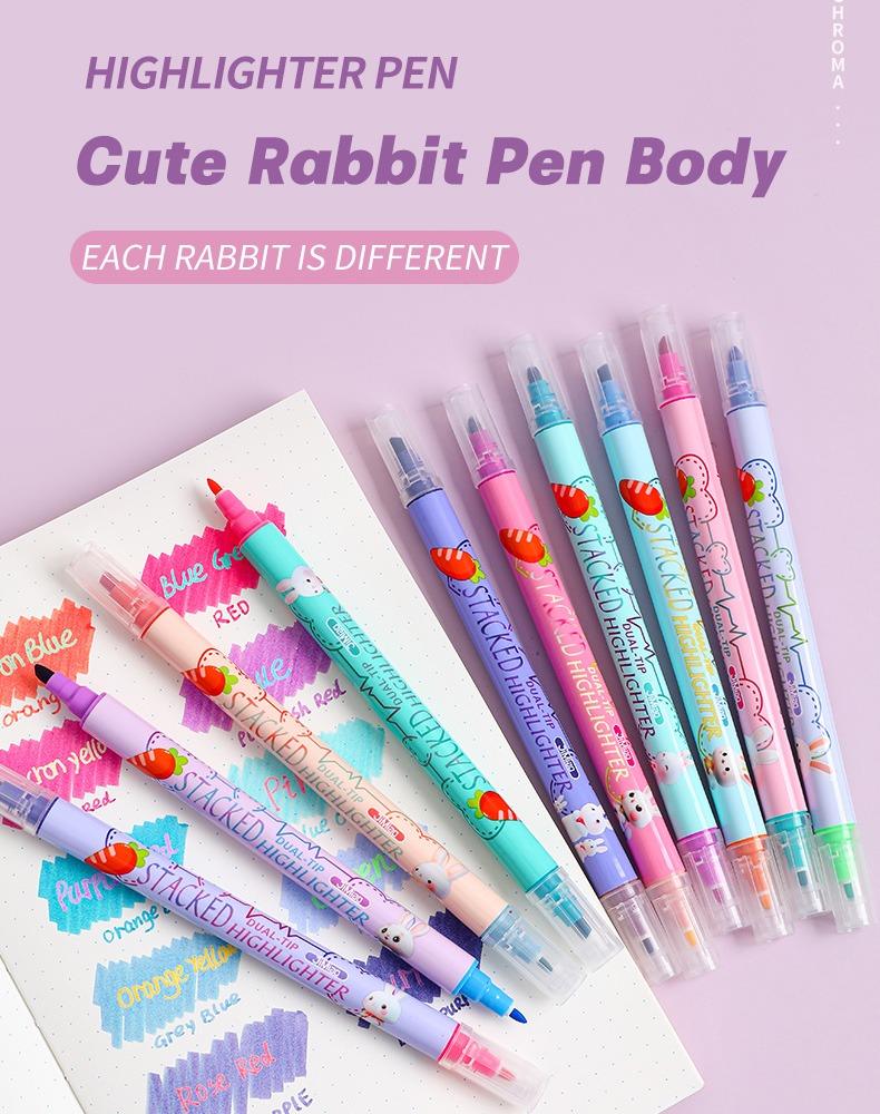 cute rabbit pen body-Double-headed Acrylic Markers Set