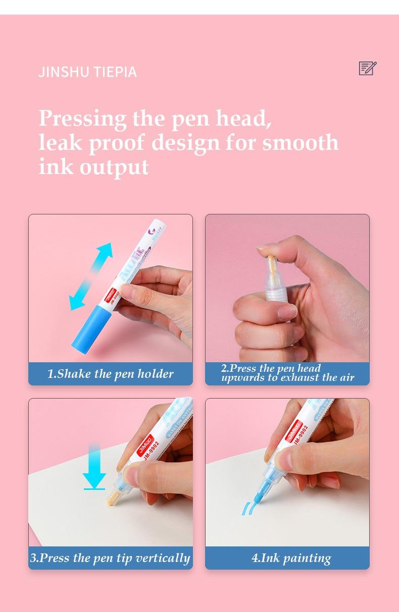 pressing the pen head, leak proof design for smooth ink output-Hand Drawn Ceramic Acrylic Markers Set