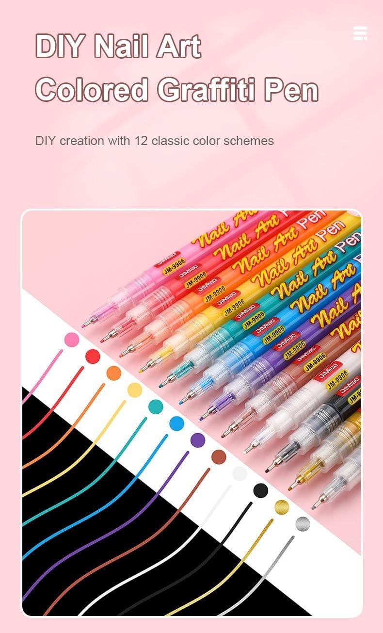 diy nail art colored graffiti pen-Nail Art Coloring Marker Pens