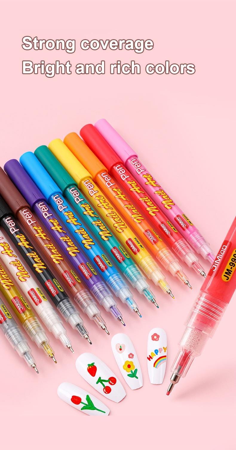 strong coverage bright and rich colors-Nail Art Coloring Marker Pens