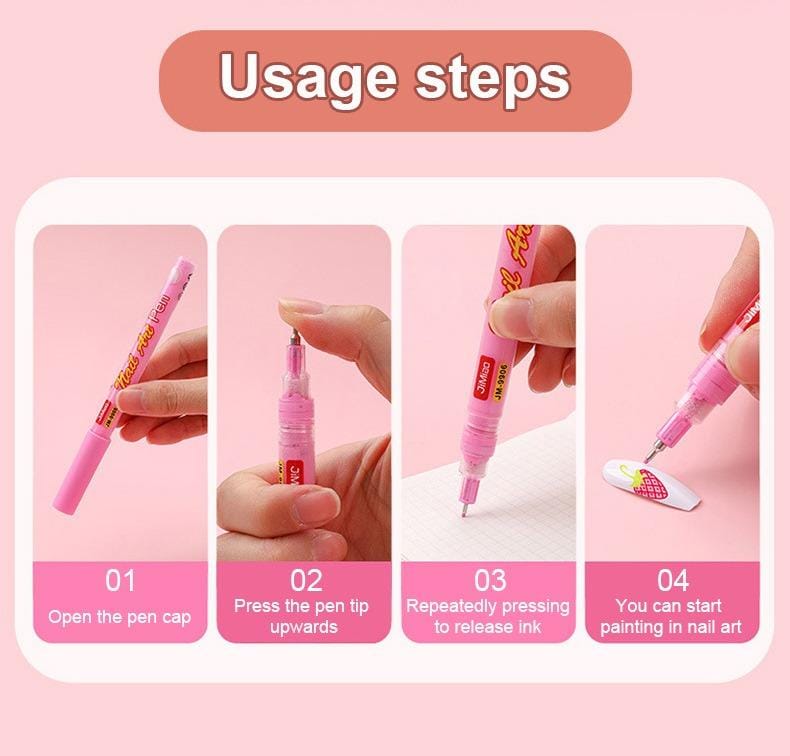 usage steps-Nail Art Coloring Marker Pens