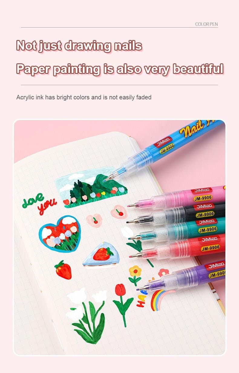 not just drawing nails paper painting is also very beautiful-Nail Art Coloring Marker Pens