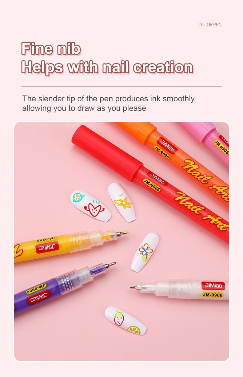 fine nib helps with nail creation-Nail Art Coloring Marker Pens