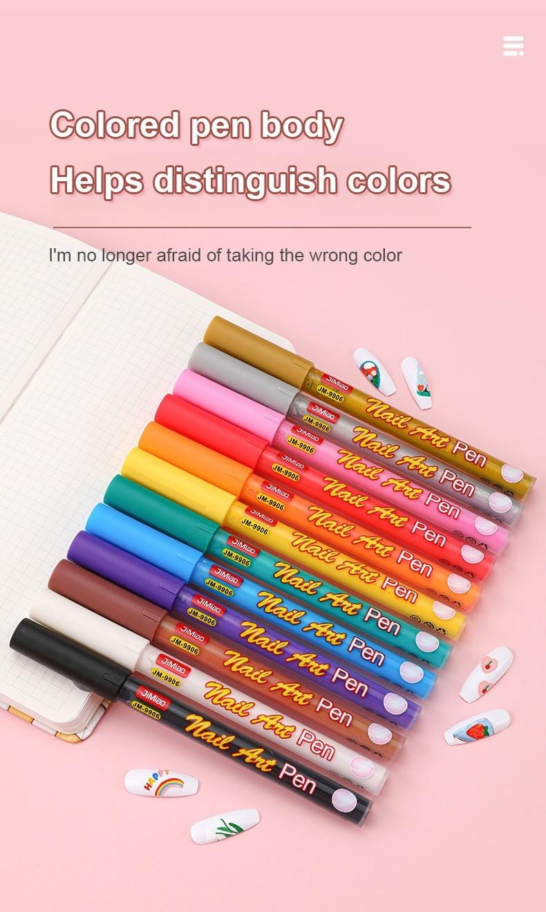 colored pen body helps distinguish colors-Nail Art Coloring Marker Pens