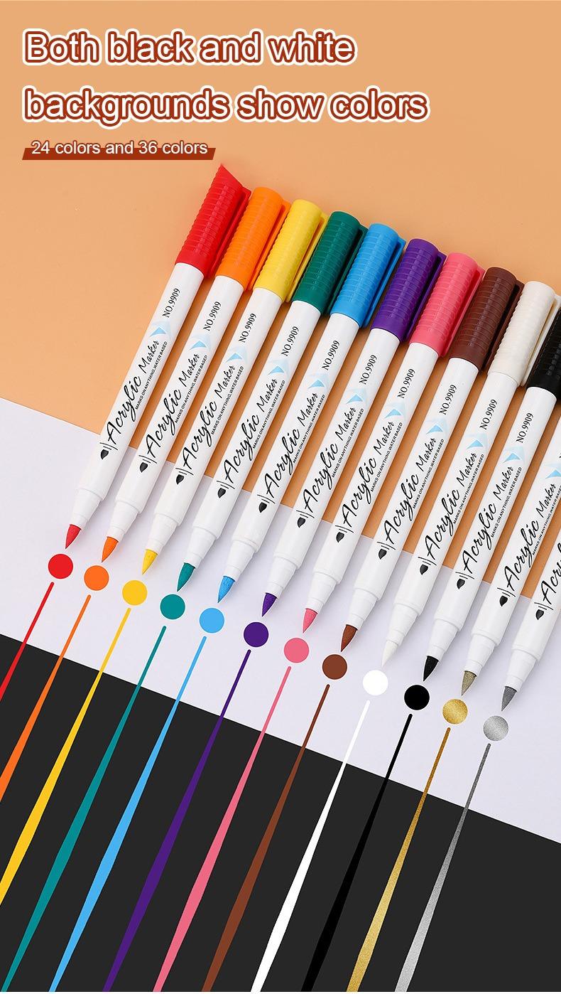 both black and white backgrounds show colors-lasting -Soft-headed Acrylic Coloring Marker