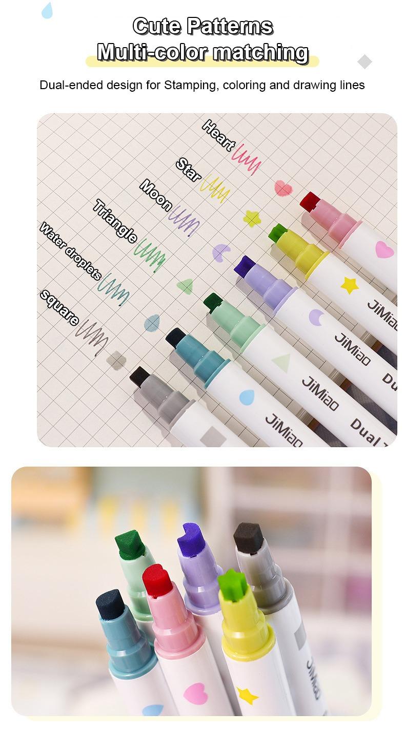 cute patterns multi- color matching -Stamp Coloring Marker Pen