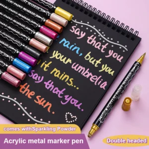 Double-Headed Metallic Acrylic Marker Pens Set