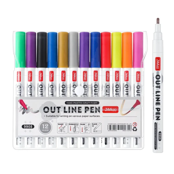 Double Line Contour Glitter Marker Pens Set