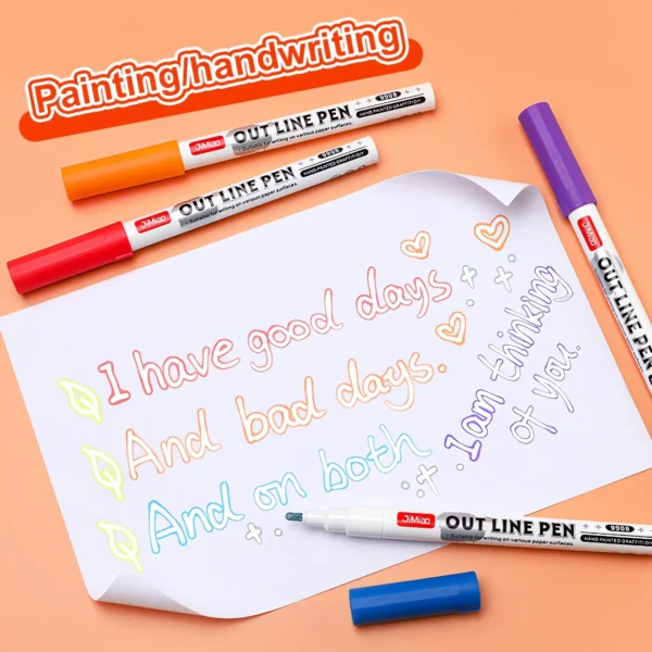 Double Line Contour Glitter Marker Pens Set