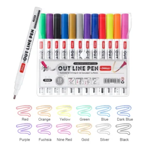 Double Line Contour Glitter Marker Pens Set