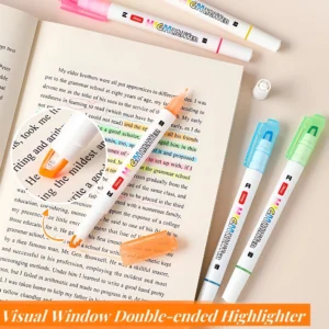 Double headed visible window highlighter pens