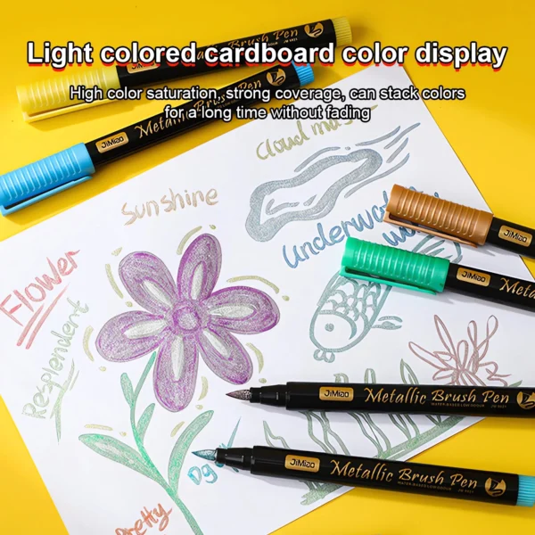 Soft Head Metallic Marker Pens Waterproof