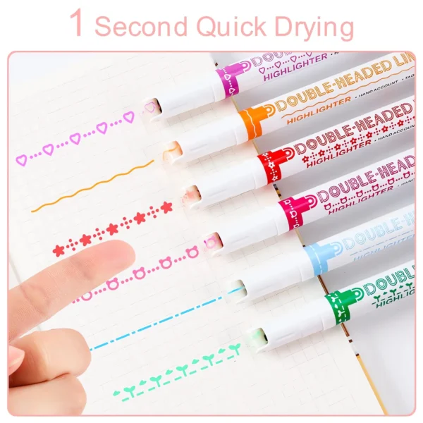 Curve Highlighter Coloring Marker Pens Set