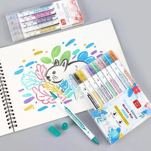 Metallic Coloring Marker Pens Set