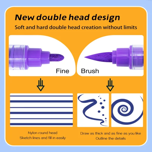 Double-headed direct-flow single-color acrylic pen set-13