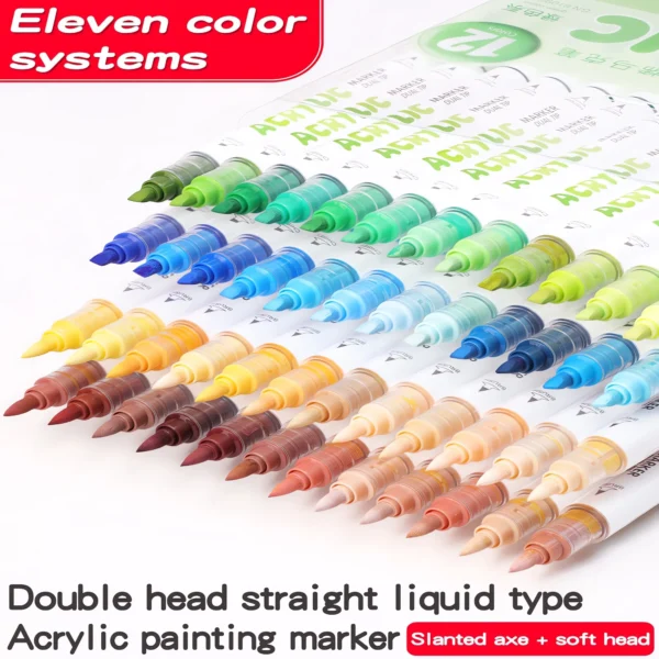 Double-headed direct-flow two-color acrylic pen, 11 color series-01