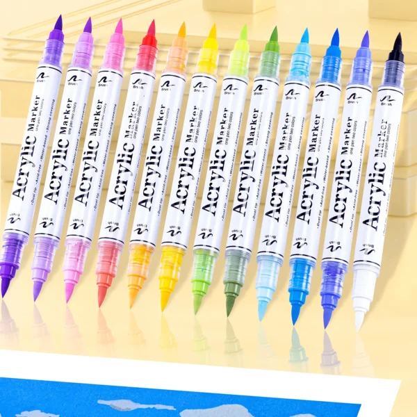 Double-headed direct-flow two-color acrylic pen set-06